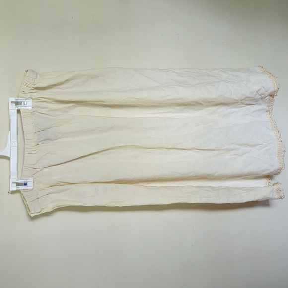 Finity Naturals Cream 100% Linen Midi Skirt Crochet Hem Vintage Women's Size 2X - Picture 2 of 5